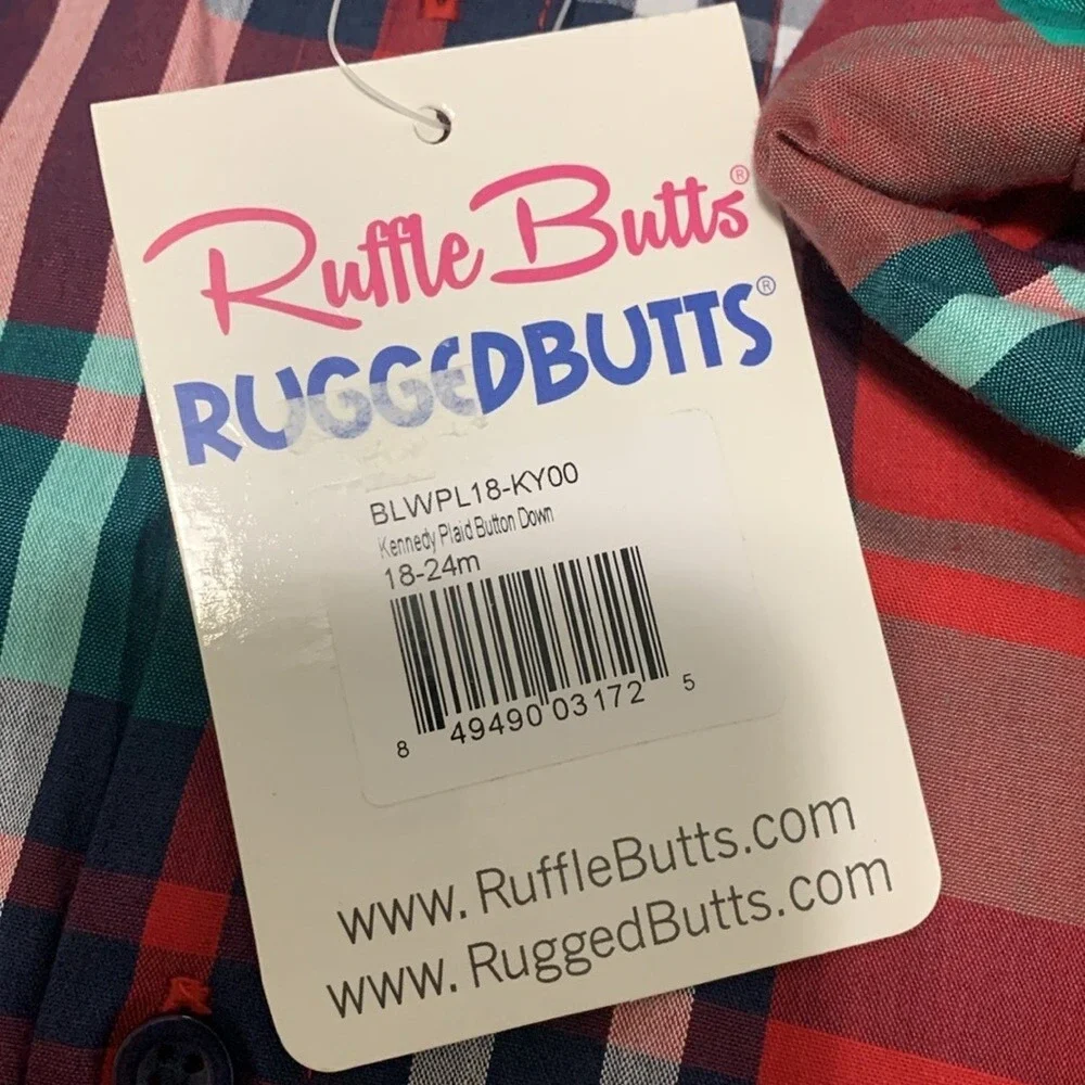 RuggedButts Kennedy Plaid Button Down Shirt Red Green Toddler 18-24M BLWPL18-KY0